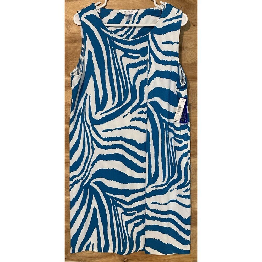 NWT Peter Nygard Woman Large sleeveless dress blue white